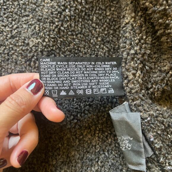 Vintage Mens Faux Suede Leather Jacket L Black Sherpa Lined Full Zip Goth Grunge - Picture 5 of 9